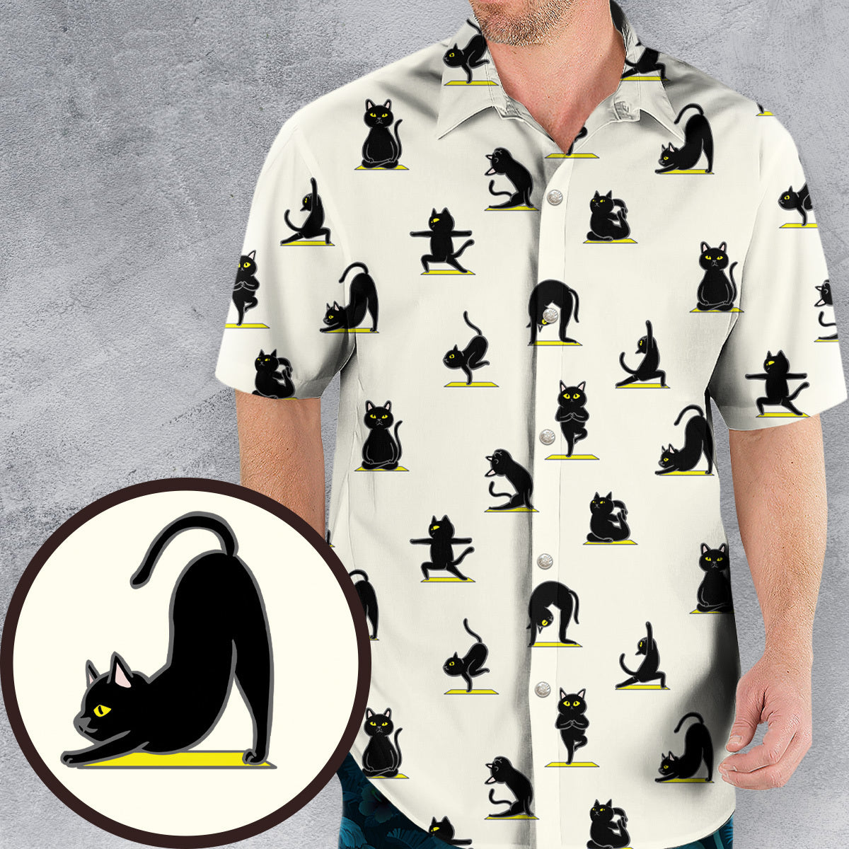 Bombay Cat Yoga Pattern Hawaiian Shirt