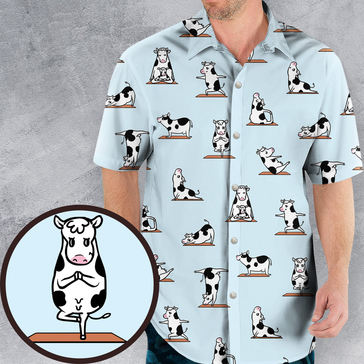 Moo Yoga Pattern Hawaiian Shirt