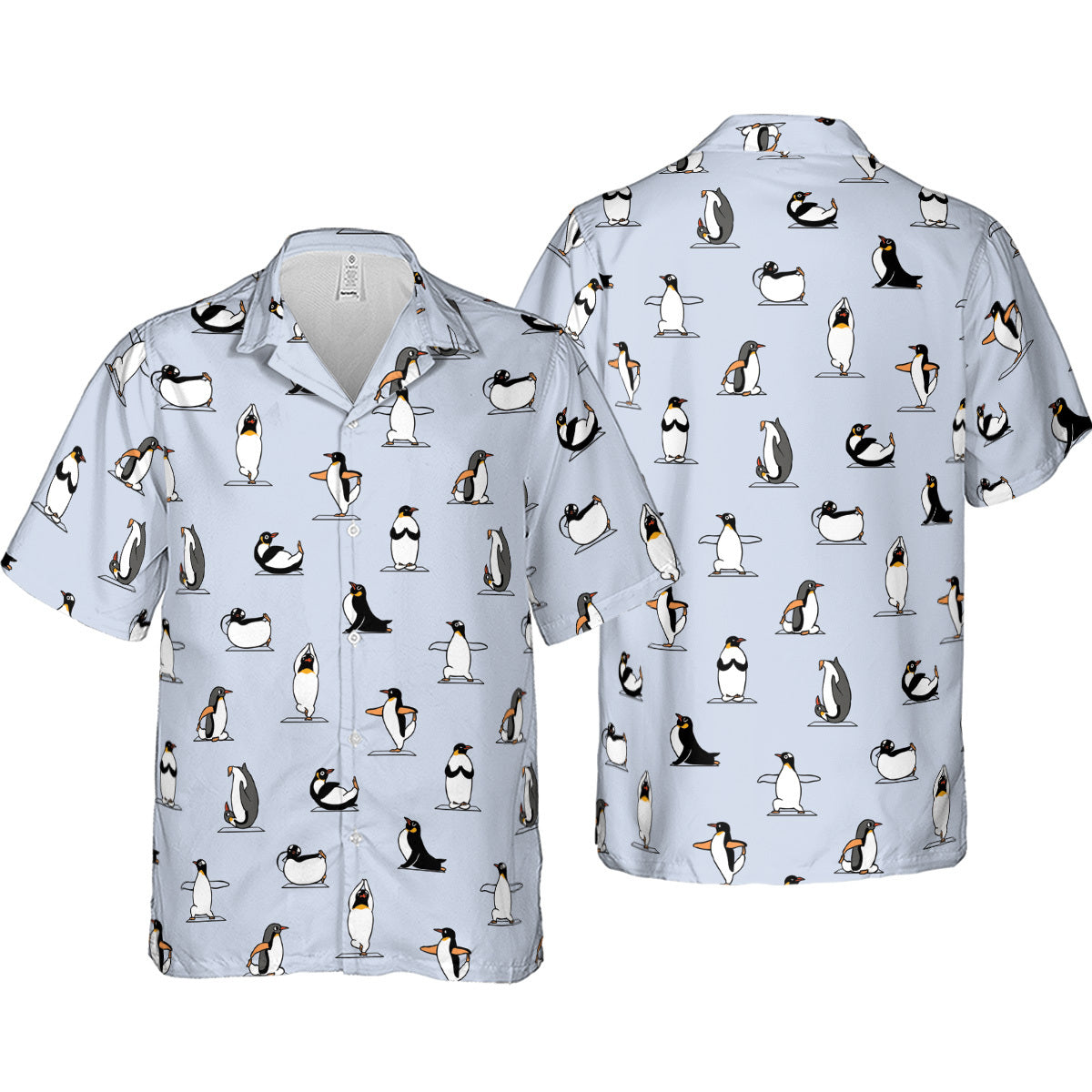 Penguin Yoga Pattern Hawaiian Shirt