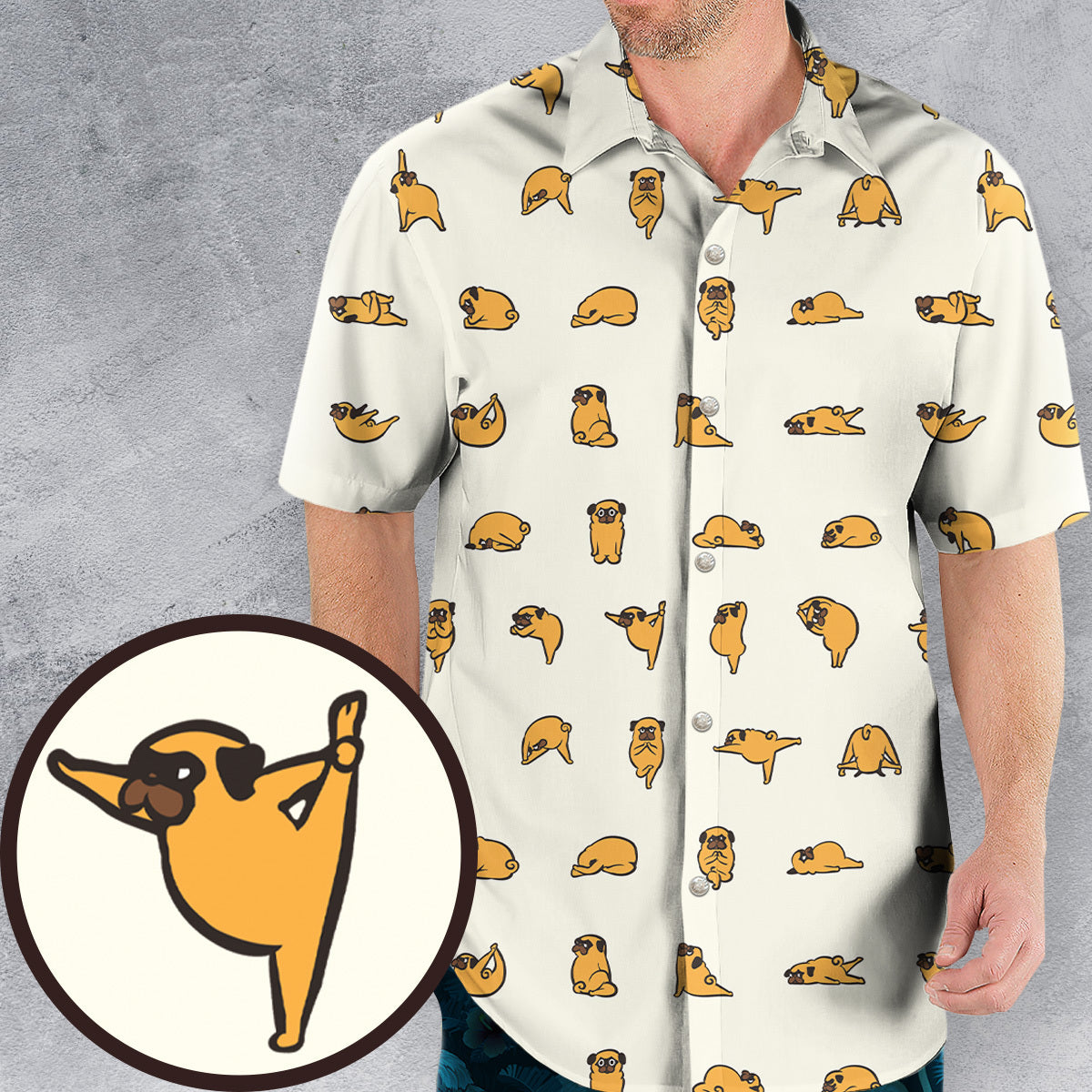 Pug Hot Yoga Pattern Hawaiian Shirt