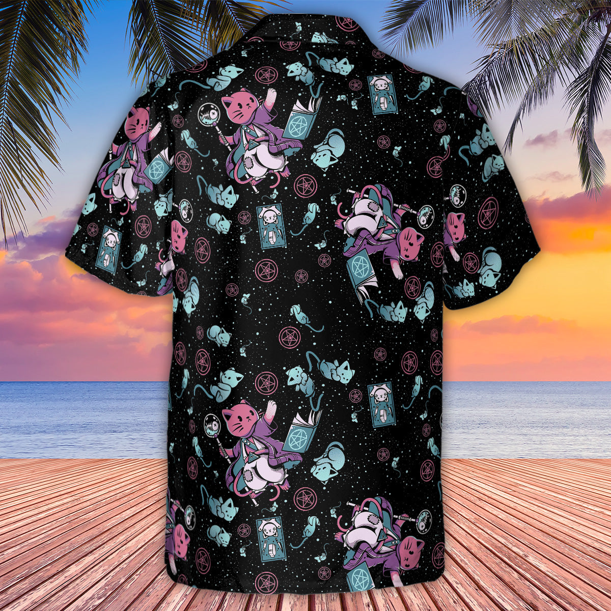 Necromancer Cat Pattern Hawaiian Shirt