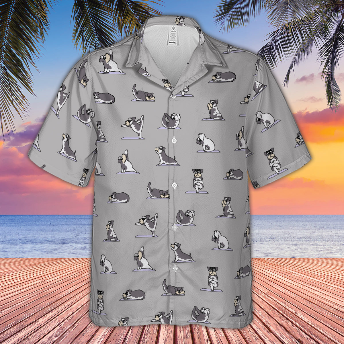 Miniature Schnauzer Yoga Pattern Hawaiian Shirt