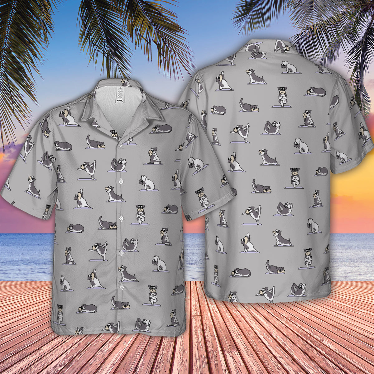 Miniature Schnauzer Yoga Pattern Hawaiian Shirt