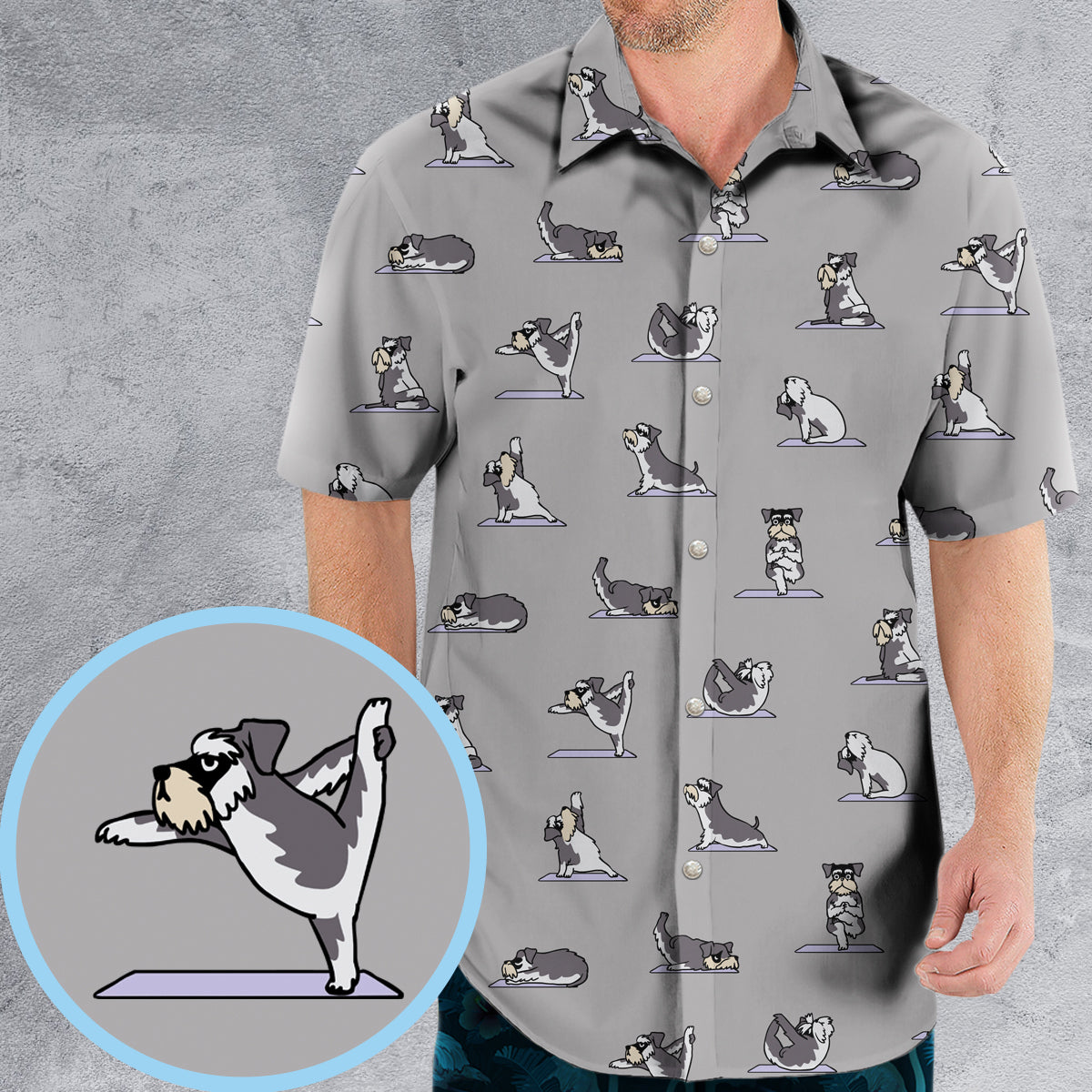 Miniature Schnauzer Yoga Pattern Hawaiian Shirt