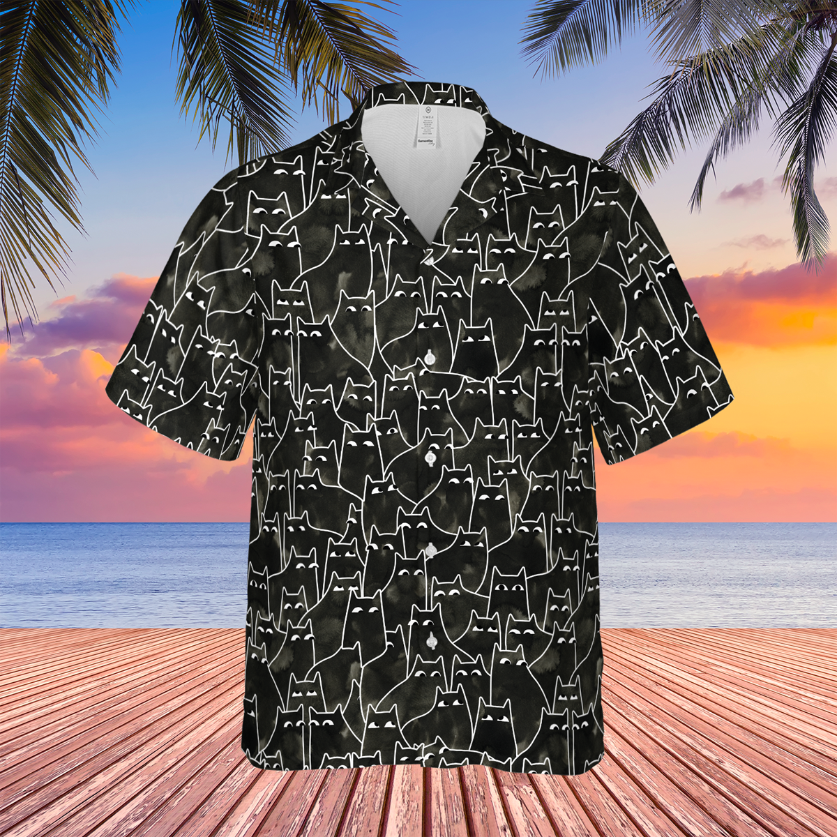 Suspicious Cats Funny Cat Hawaiian Shirt